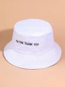Letter Embroidered Bucket Hat - White - View 2