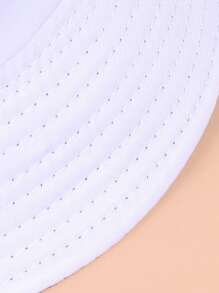 Letter Embroidered Bucket Hat - White - View 3