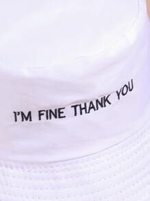 Letter Embroidered Bucket Hat - White - View 4