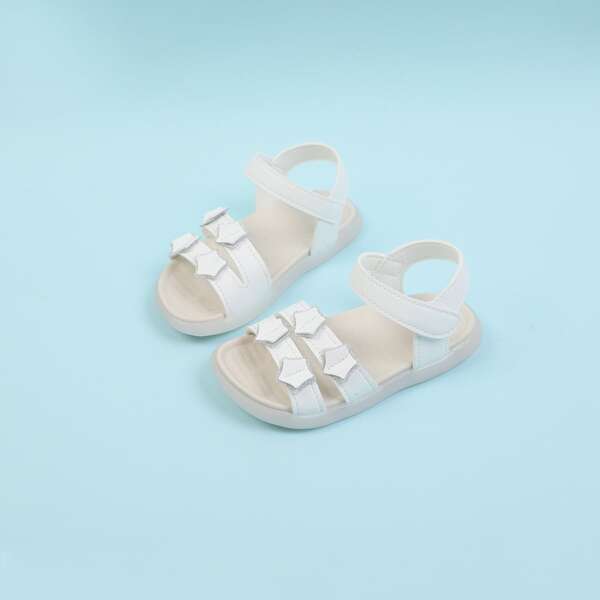 

Toddler Girls Star Appliques Velcro Strap Sandals, White