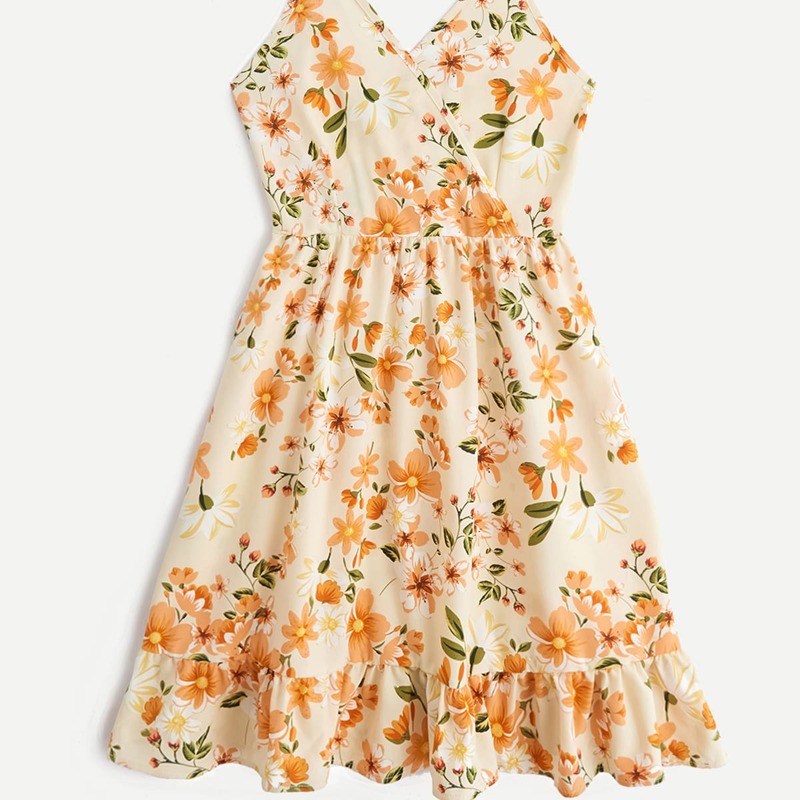 

Floral Print Tie Shoulder Dress, Multicolor