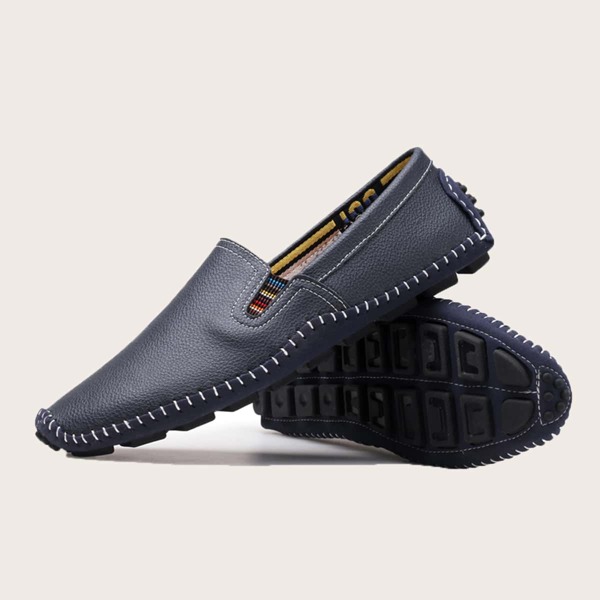 

Men Stitch Trim Slip On Loafers, Blue