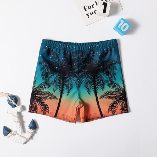 

Boys Palm Tree Print Swim Trunks, Multicolor
