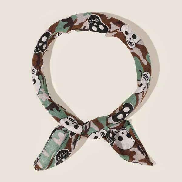 

Skull & Camo Print Bandana, Multicolor