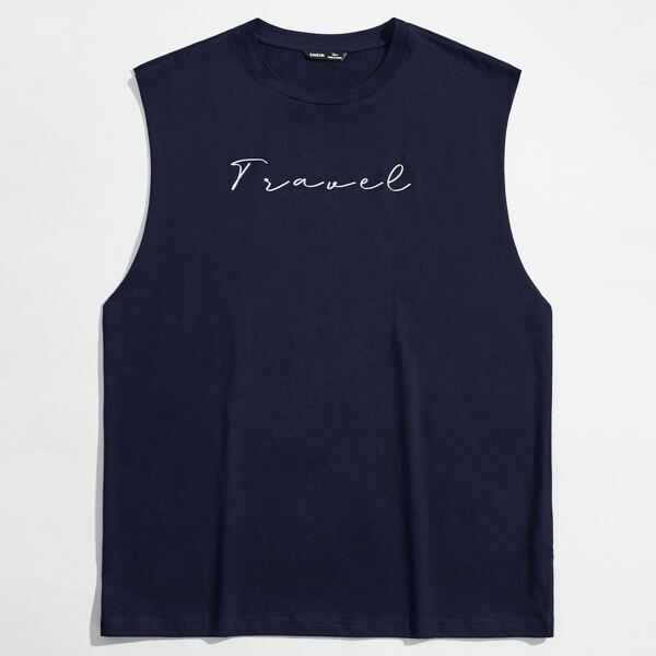 

Men Letter Graphic Tank Top, Navy blue