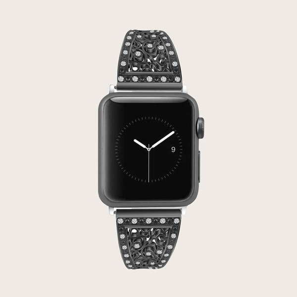 

Rhinestone Studded Bracelet Design Watchband For iWatch, Black
