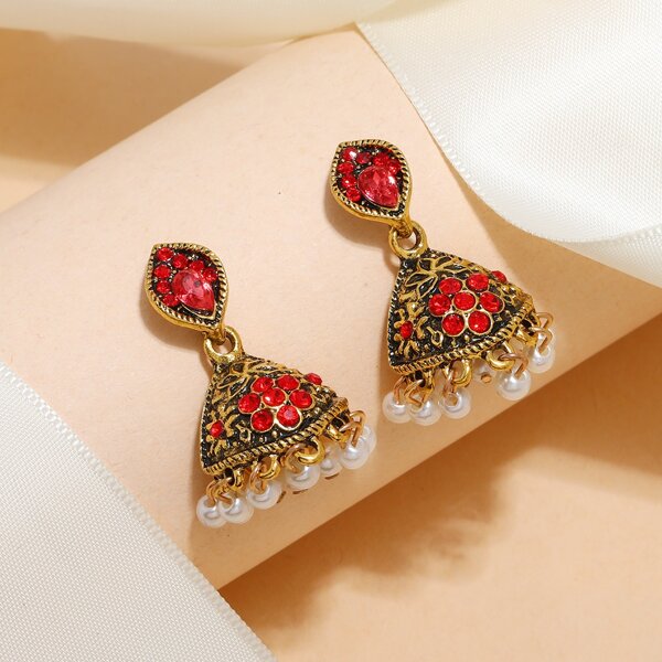 

Jhumka серьги-подвески с искусственным жемчугом, Красный