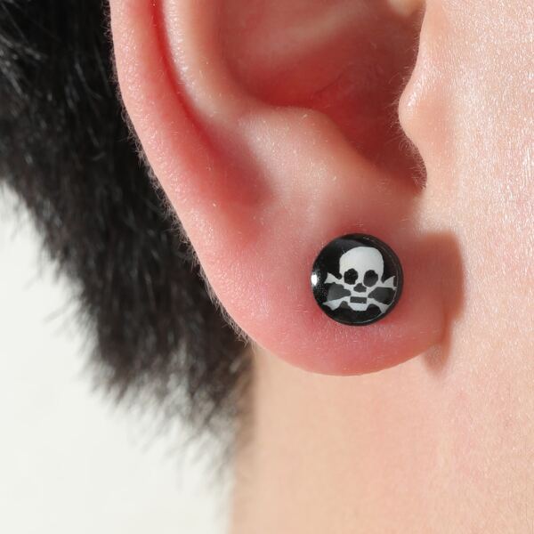 

Men Skull Pattern Earrings, Black