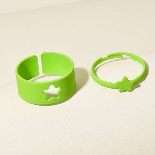 

2pcs Star Decor Ring, Green
