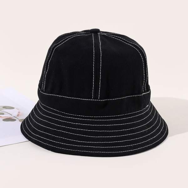 

Stitch Detail Bucket Hat, Black