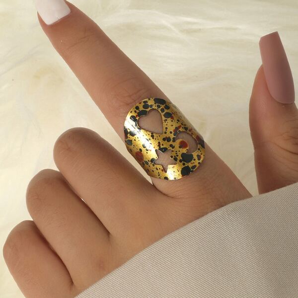 

Hollow Out Cuff Ring, Multicolor