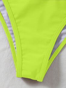 Neon Lime Cut-out One Piece Swimsuit - Lime Green - View 5