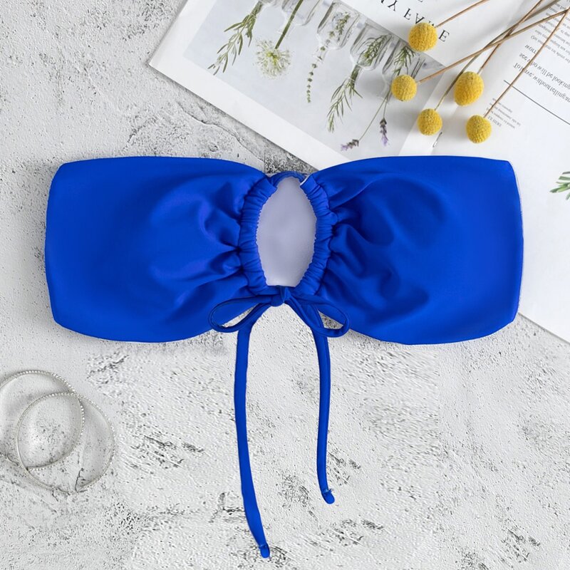 

Versatile Self-Tie Bikini Top, Royal blue