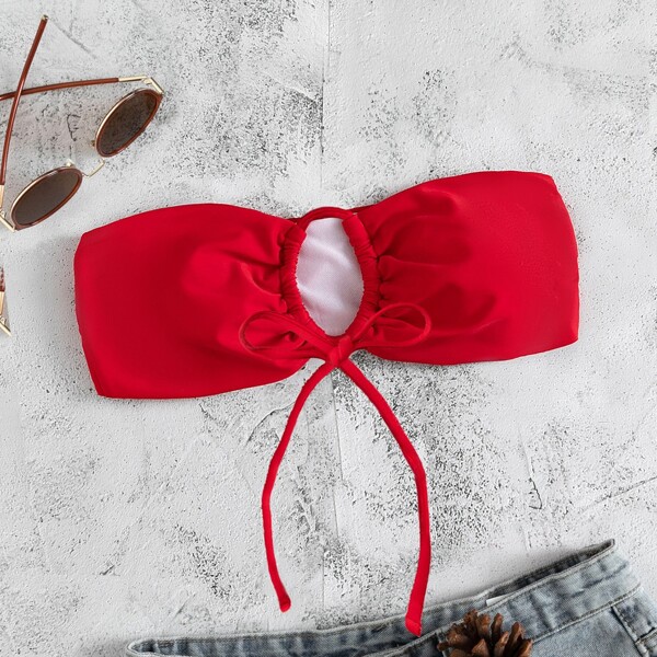 

Versatile Self-Tie Bikini Top, Red