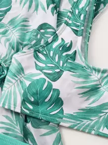 Tween Girl 3packs Tropical Print Bikini Set & Kimono Summer Beach - Multicolor - View 4