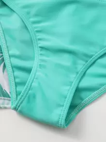 Tween Girl 3packs Tropical Print Bikini Set & Kimono Summer Beach - Multicolor - View 5