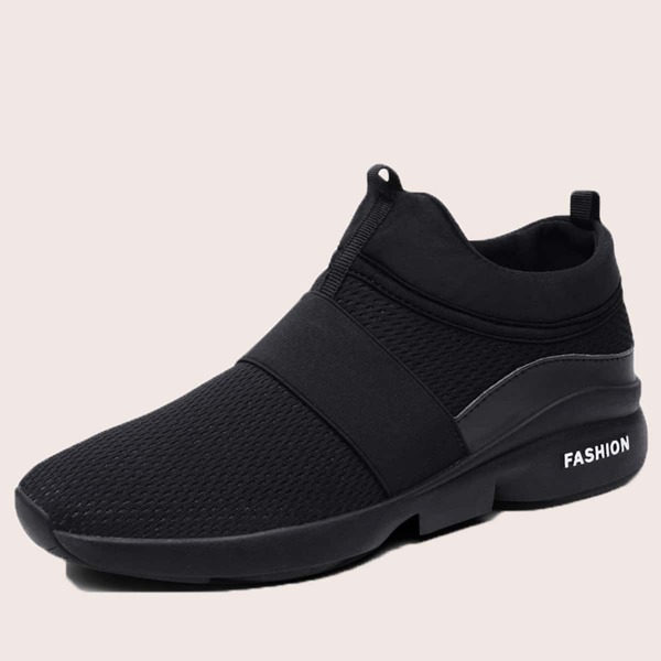 

Men Letter Graphic Mesh Panel Sneakers, Black