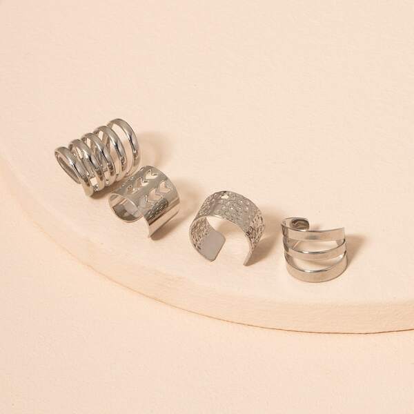 

4pcs Hollow out Ear Cuff, Silver