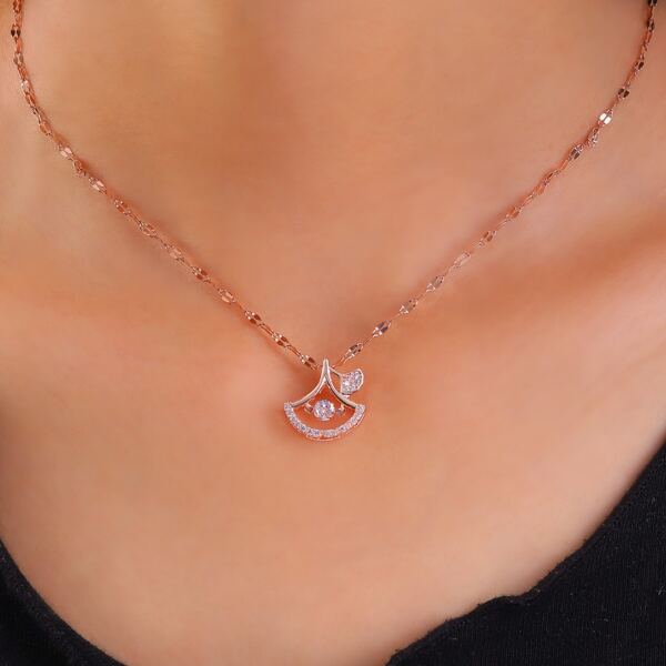 

Fan Charm Necklace, Rose gold