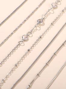 7入組方晶鋯石裝飾手鐲 - 銀色 - 查看 3