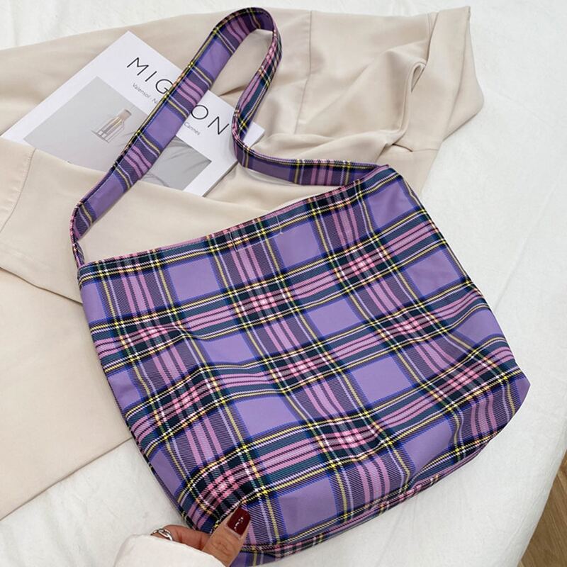 

Plaid Shoulder Bag, Purple