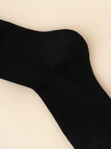 1 Par De Calcetines De Rayas Arco Iris Sobre La Pantorrilla - Negro - Ver 6