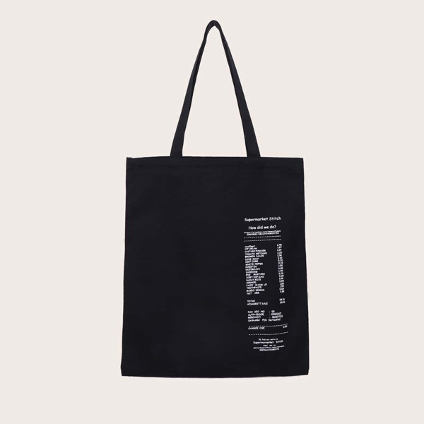 

Letter Graphic Shopper Bag, Black