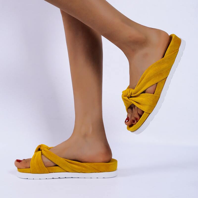 

Minimalist Knot Design Slide Sandals, Yellow