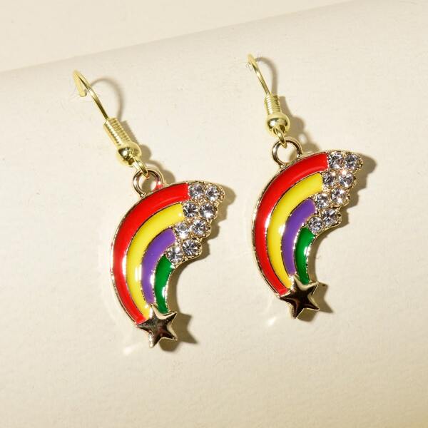 

Rhinestone Decor Rainbow Drop Earrings, Multicolor