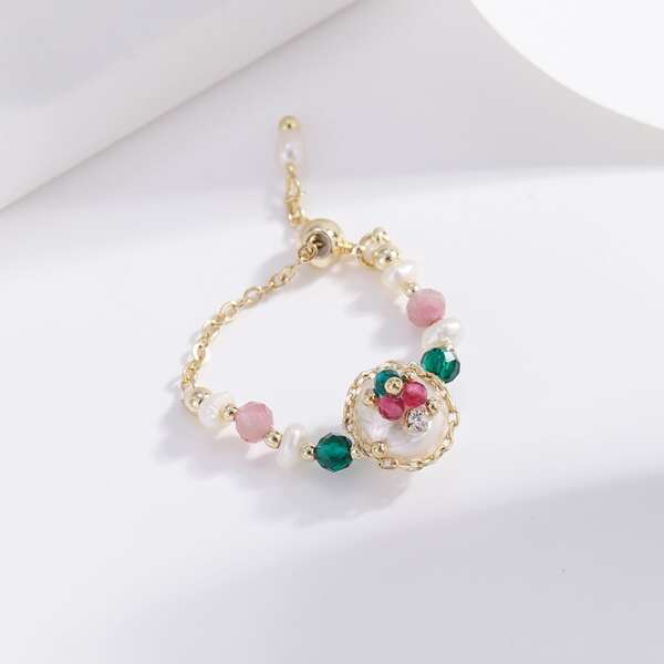

Faux Pearl Decor Ring, Gold