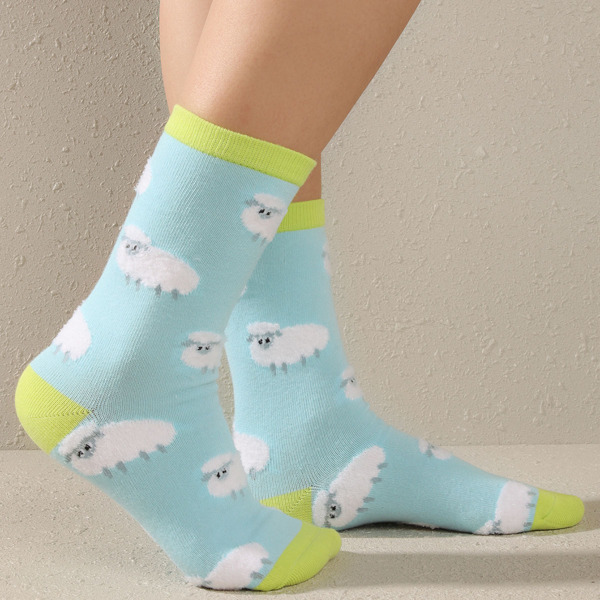 

Animal Print Crew Socks, Blue