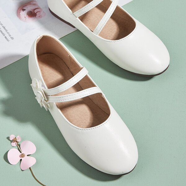 

Toddler Girls Floral Decor Flats, White