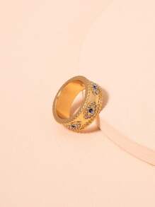 1 件女式水钻装饰金色合金戒指 - 金黃色 - 查看 3