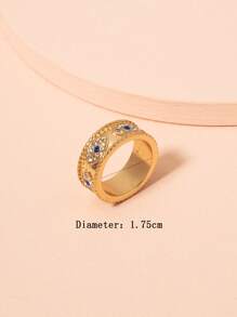 1 件女式水钻装饰金色合金戒指 - 金黃色 - 查看 4