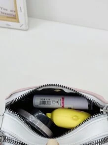 女孩格紋絎縫挎包 - 粉色 - 查看 3