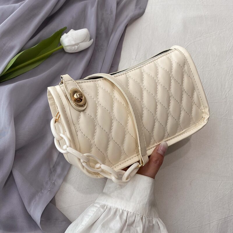 

Quilted Shoulder Bag, White