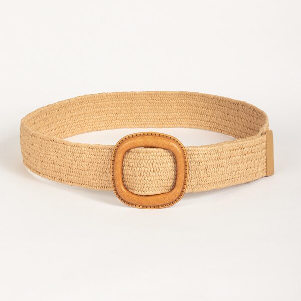 

Geo Buckle Woven Belt, Khaki