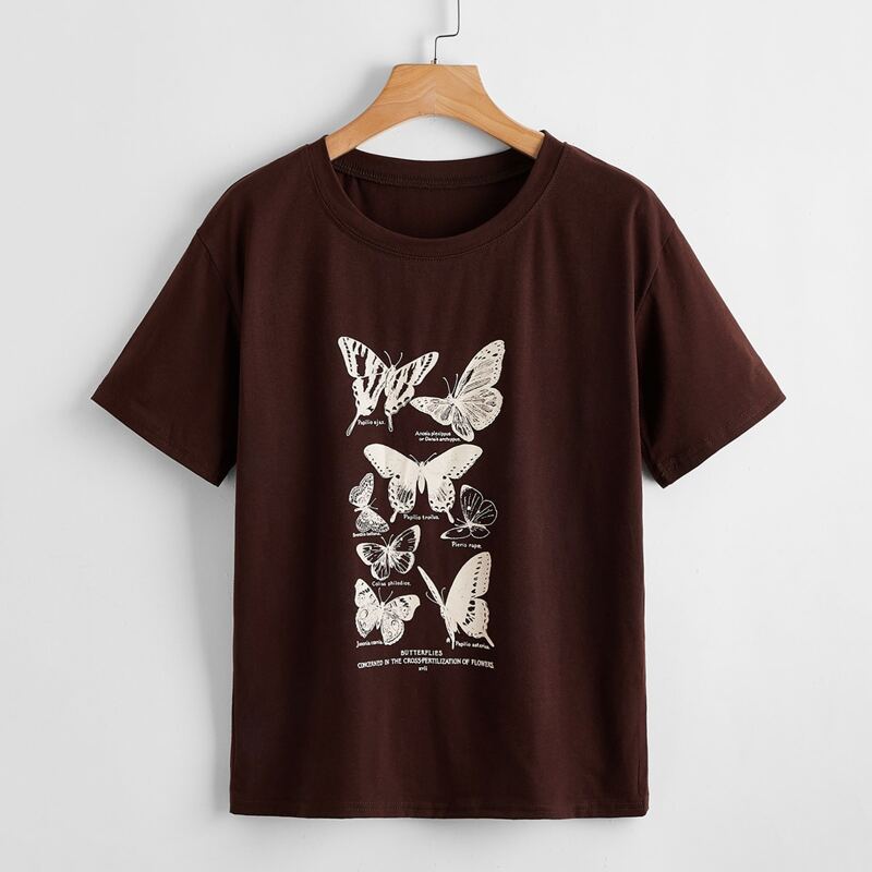 

Letter Butterfly Graphic Tee, Chocolate brown