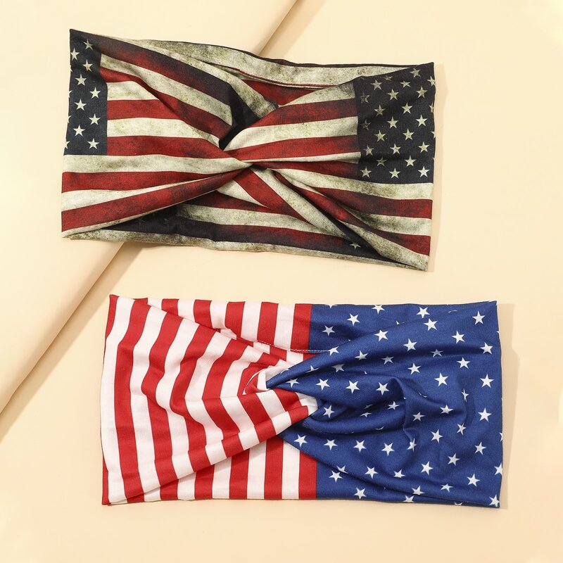 

2pcs Flag Print Hair Band, Multicolor