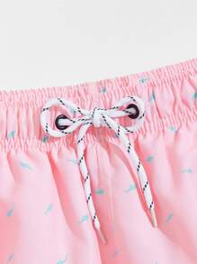 Manfinity KASUA Bañadores con cordón y estampado integral para hombres, hawaianos