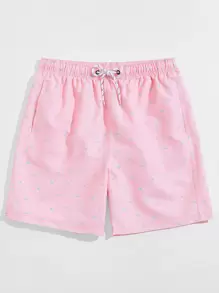 Manfinity KASUA Bañadores con cordón y estampado integral para hombres, hawaianos