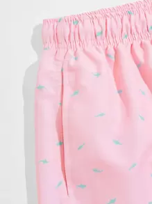 Manfinity KASUA Bañadores con cordón y estampado integral para hombres, hawaianos
