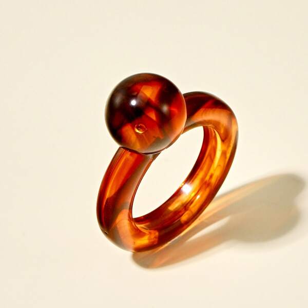 

Round Bead Decor Ring, Brown
