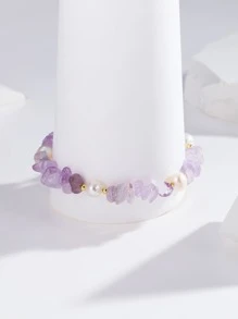 Stone Decor Bracelet - Purple - View 2