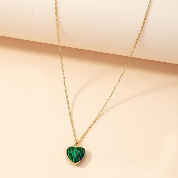 

Heart Charm Necklace, Green