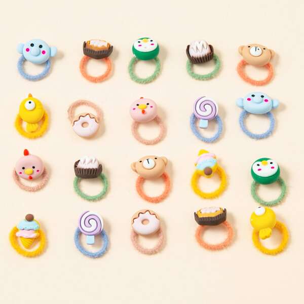 

20pcs Toddler Girls Cartoon Decor Hair Tie, Multicolor