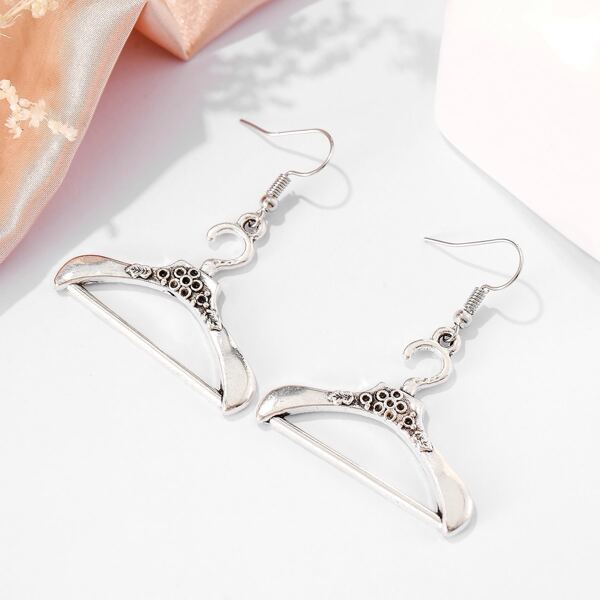 

Girls Hanger Drop Earrings, Antique silver
