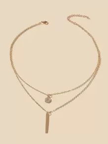 1pc Round Crystal Pendant Necklace, Women's Everyday & Party Jewelry - Yellow Gold - View 2