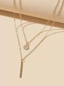 1pc Round Crystal Pendant Necklace, Women's Everyday & Party Jewelry - Yellow Gold - View 3