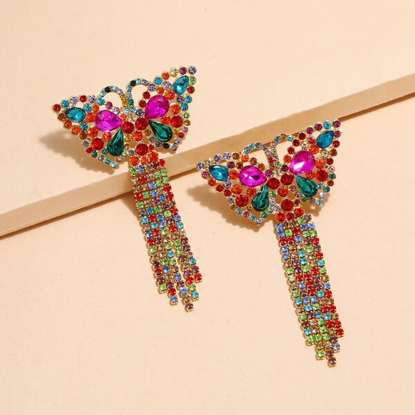 

Rhinestone Butterfly Decor Earrings, Multicolor
